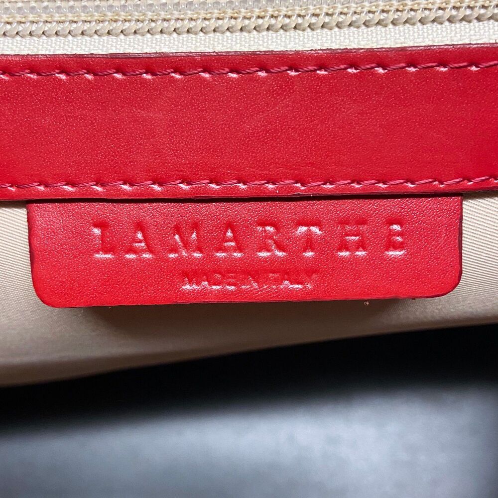 Lamarthe Red Leather Tote Bag Open Top 12"W x 10.5"H x 4.5"D Minimalist Italy - Picture 8 of 16